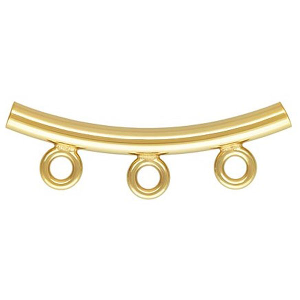 14 K Gold Filled Buisje, met 3 gesloten ringetje, 20 x 2 mm, binnenmaat 1.55 mm, verpakt per stuk