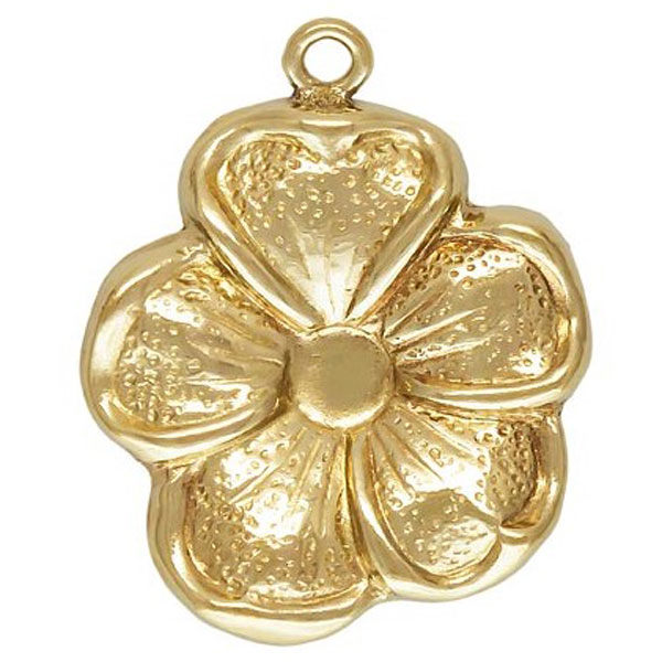 14 K Gold Filled Bedel, Bloem, 11 x 12 mm, per stuk