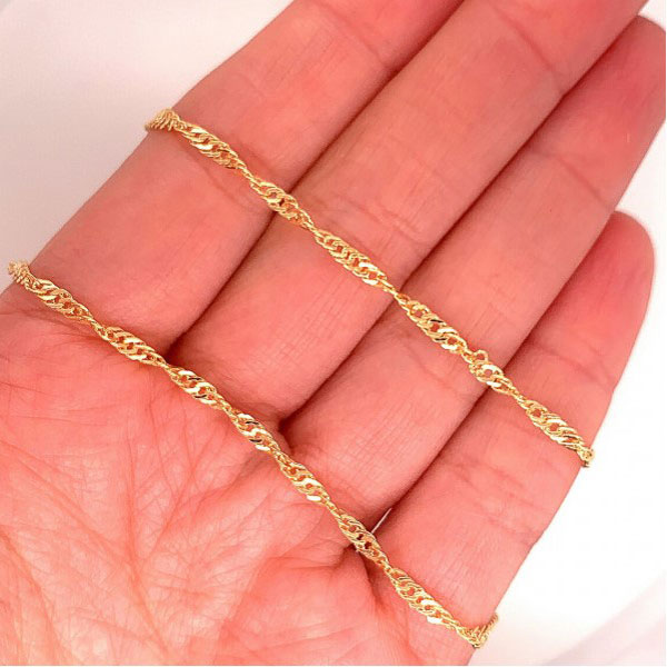 14 K Gold Filled Singapore ketting, schakel 1.8 x 2.5 mm, 45 cm, per stuk