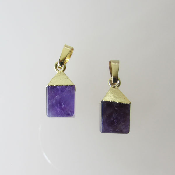 Goudkleurige bedel, AMETHIST, 18 x 9 mm, per stuk
