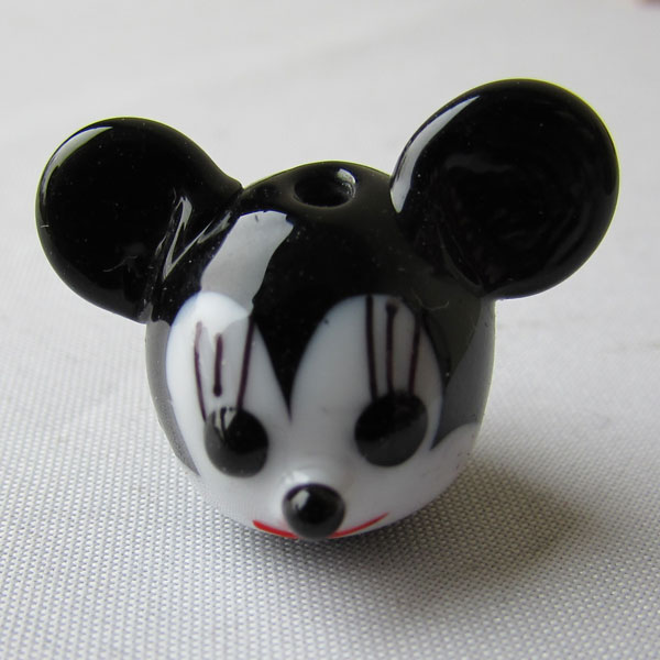 Glaskraal Mickey Mouse, 26 x 22 x 18 mm, per 5 stuks