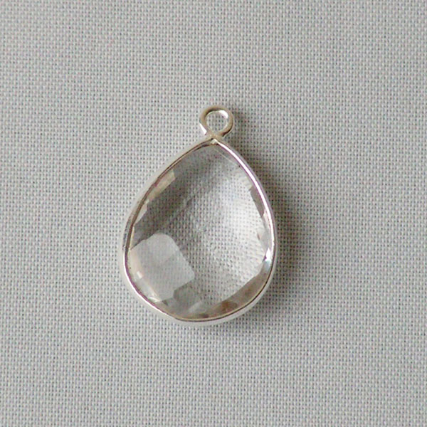 Sterling zilveren (925) hanger van KRISTAL, gefacetteerd, 13 x 19 mm, verpakt per stuk