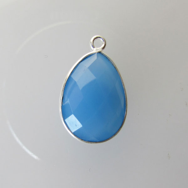Sterling zilveren (925) hanger van CHALCEDOON, gefacetteerd, 13 x 19 mm, verpakt per stuk