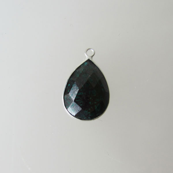 Sterling zilveren (925) hanger van CHRYSOCOLLA, gefacetteerd, 13 x 19 mm, verpakt per stuk