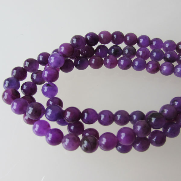 Jade, paars, synthetisch, 6 mm, per streng