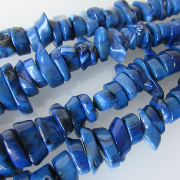 Koraal, blauw, 12 x 3 mm, per streng