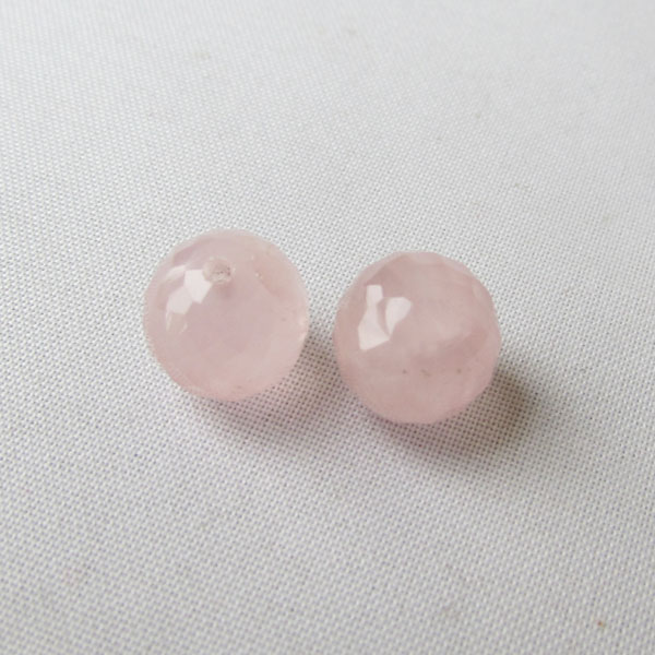 Halfdrilled ROZENKWARTSkraal, rond, 8 mm, HYDROKWARTS, gefacetteerd, per stuk
