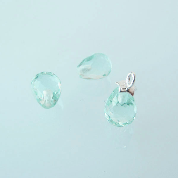 Halfdrilled AQUAMARIJN kraal, drop, 6 x 8 mm, gefacetteerd, per stuk