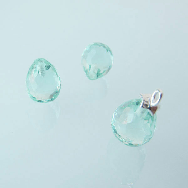 Halfdrilled AQUAMARIJN kraal, drop, 8 x 10 mm, gefacetteerd, per stuk