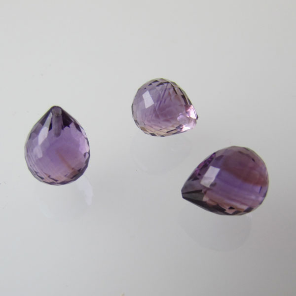 Halfdrilled HYDRO AMETHIST kraal, drop, 8 x 10 mm, gefacetteerd, per stuk