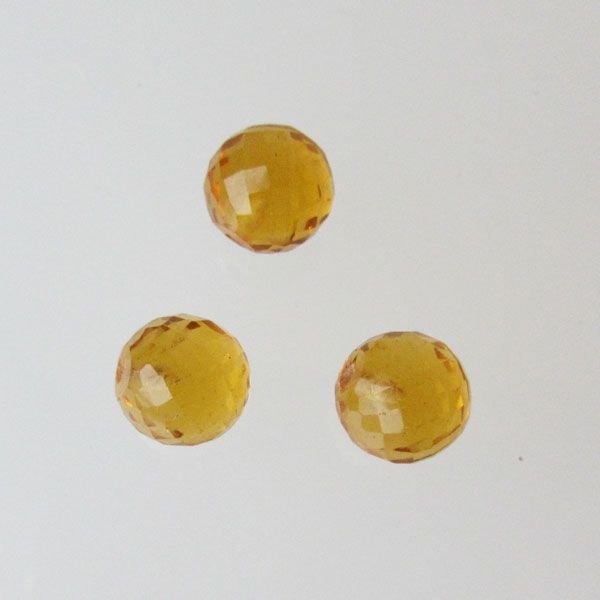 Halfdrilled CITRIEN kraal, rond, 6 mm, gefacetteerd, per stuk