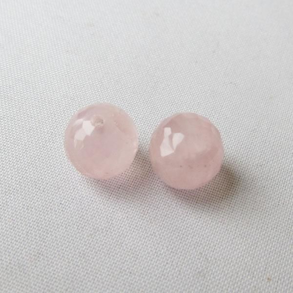Halfdrilled HYDRO ROZENKWARTS kraal, rond, 12 mm, gefacetteerd, per stuk