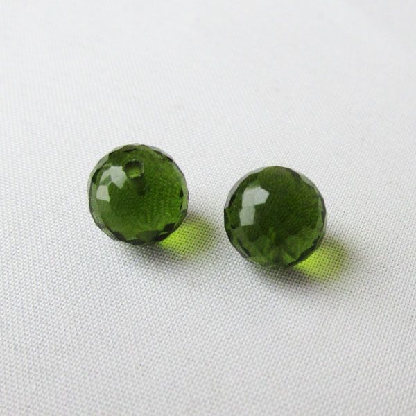 Halfdrilled GROENE TOERMALIJN kraal, rond, 12 mm, gefacetteerd, per stuk
