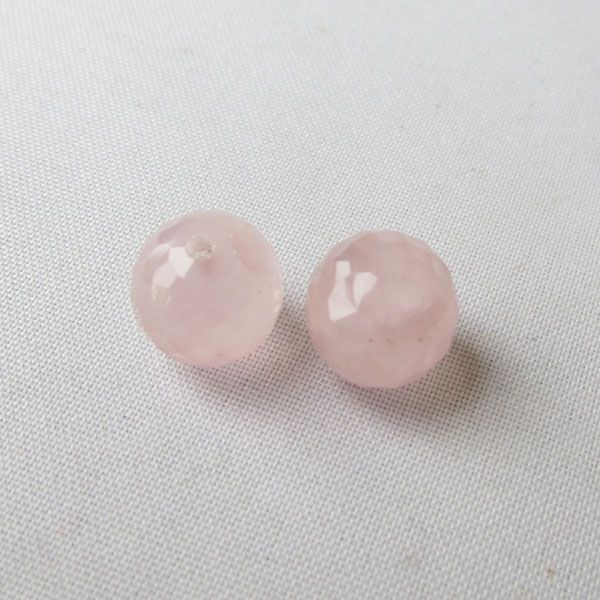 Halfdrilled HYDRO ROZENKWARTS kraal, rond, 10 mm, gefacetteerd, per stuk