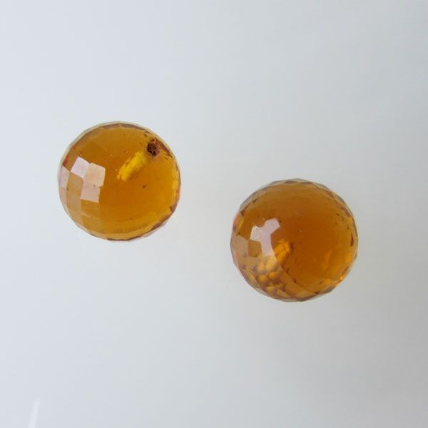 Halfdrilled CITRIEN kraal, rond, 10 mm, gefacetteerd, per stuk
