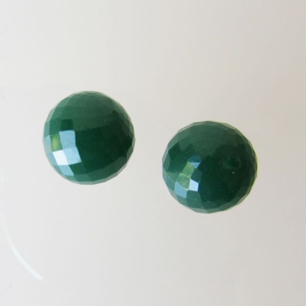 Halfdrilled GROENE ONYX kraal, rond, 10 mm, gefacetteerd, per stuk