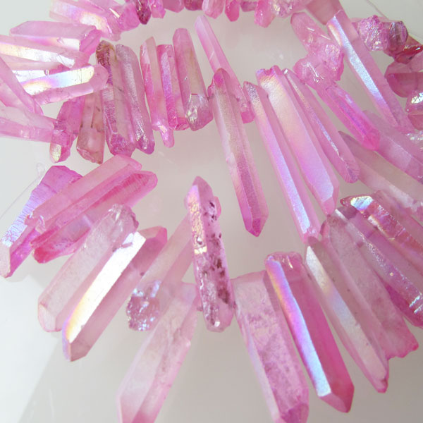 Roze Kwarts, topdrilled, per streng