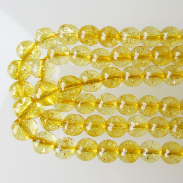 Kwarts, okergeel, gecraqueleerd, 6 mm, per streng