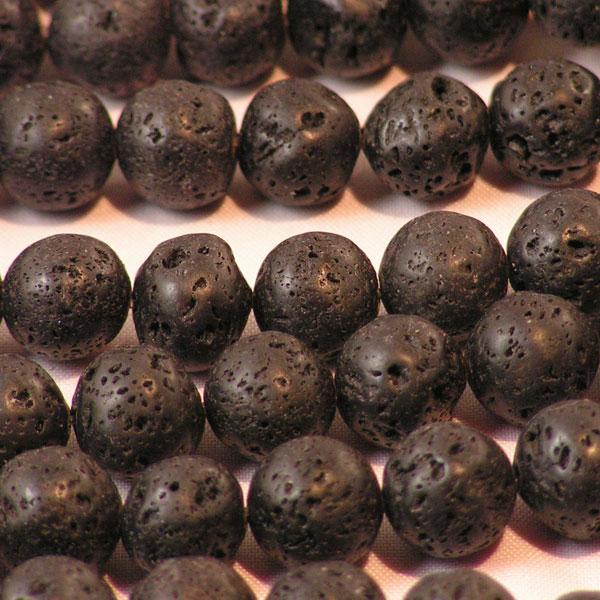 Lava, zwart, 10 mm, per streng