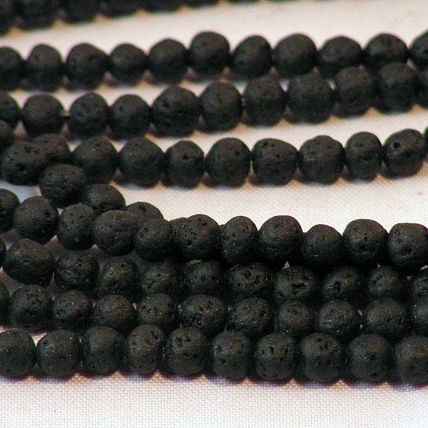 Lava, zwart, 4 mm, per streng