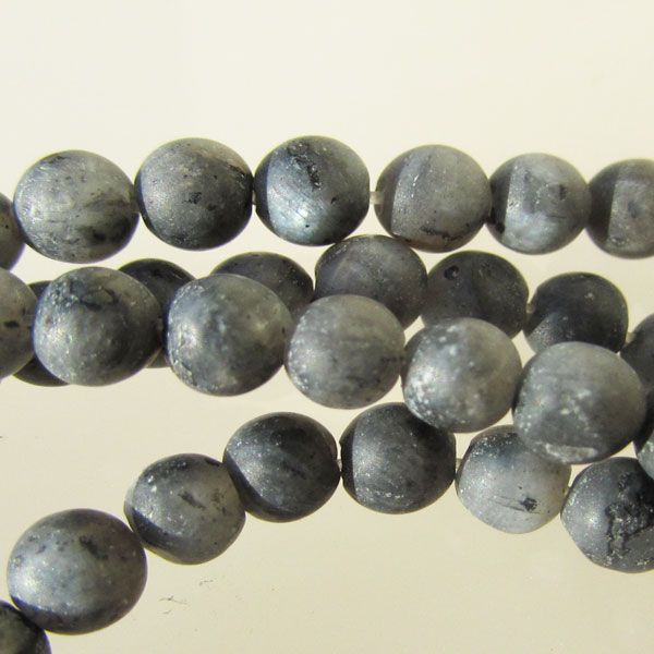 Labradoriet, 4 mm, rond, FROSTED, per streng