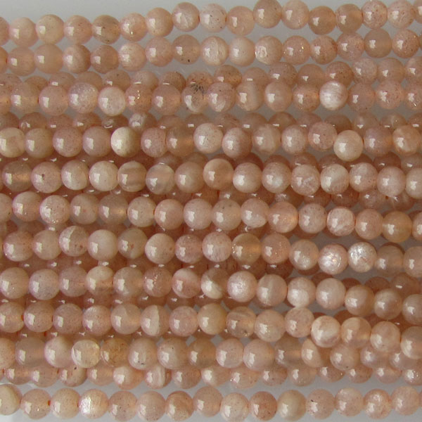Maansteen, 3 mm, licht Peach- beige, per streng