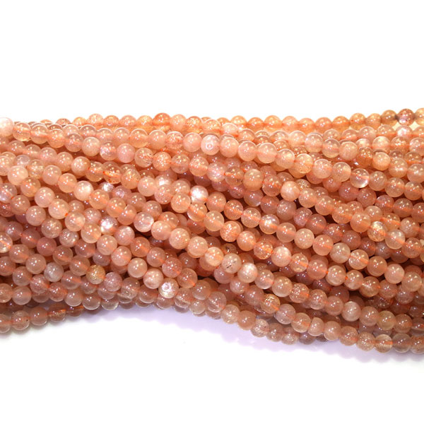 Maansteen, 2 mm, Peach, per streng