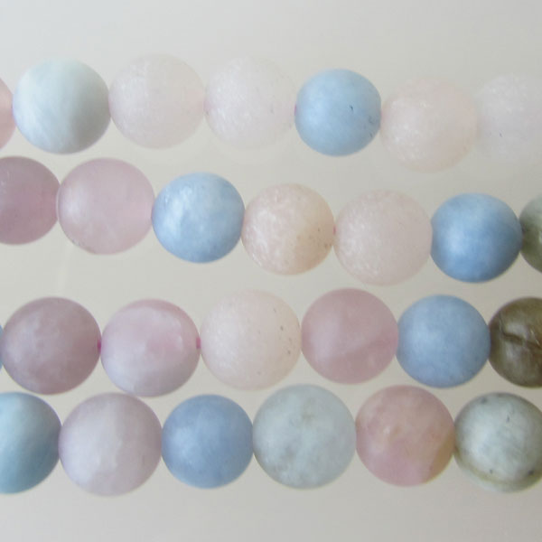 Morganiet, roze-blauw-beige, MAT, 6 mm, per streng
