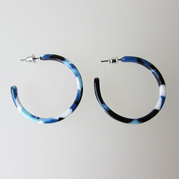 Acryl oorring, 33 mm, blauw, per paar