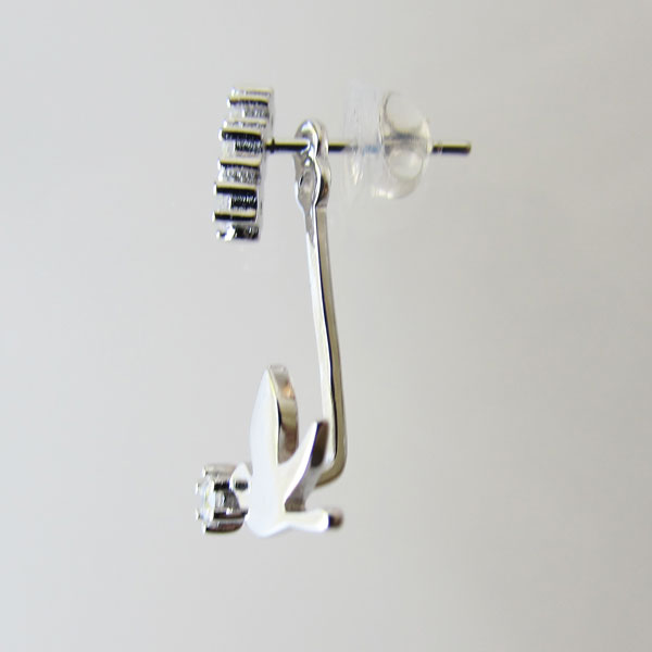 Sterling zilveren (925) SPLIToorstekers, Vogel, met zirkonia steentjes, 23 mm, per paar