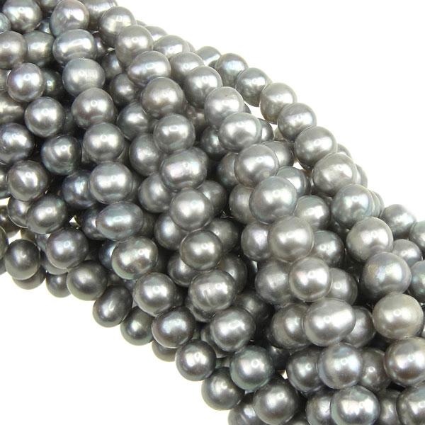 Zoetwaterparel, zilver, 8-9 mm, per streng