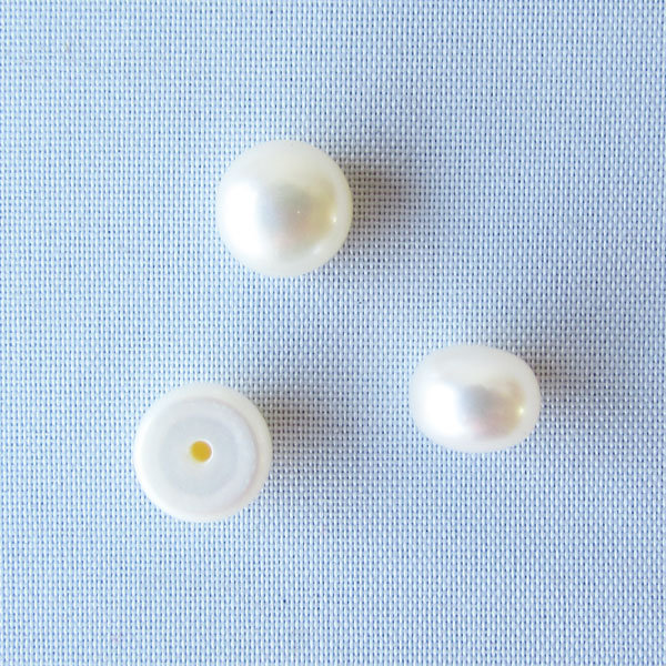 Zoetwaterparel, beige, halfdrilled, 6.5 mm, per 10 stuks, OP = OP !