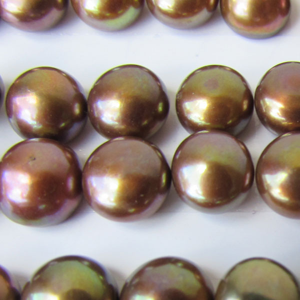 Zoetwaterparel, bruin, halfdrilled, 7 mm, per paar