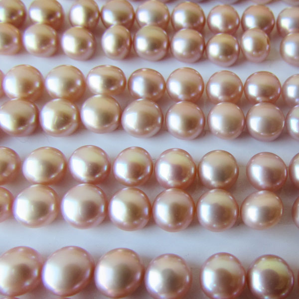 Zoetwaterparel, roze, halfdrilled, 5 mm, per paar