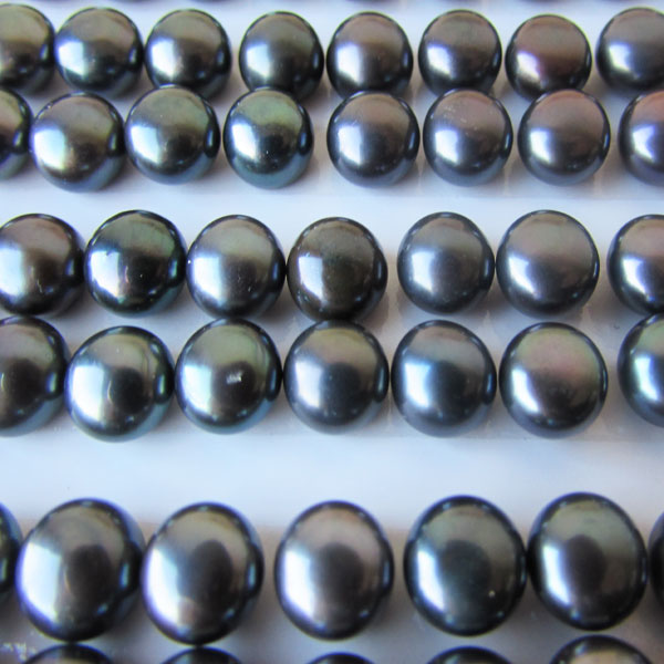 Zoetwaterparel, donkerpaars, halfdrilled, 7 mm, per paar
