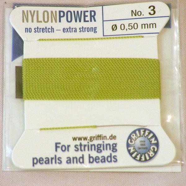 Griffin Nylon Power, jade groen, 0.50 mm x 2 m, met naald