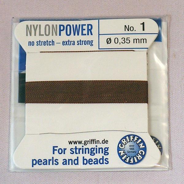 Griffin Nylon Power, bruin, 0.35 mm x 2 m, met naald