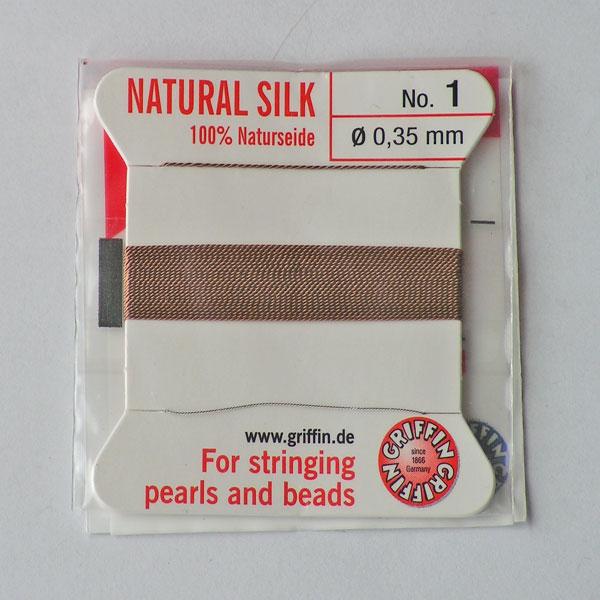 Griffin Parelzijde, beige, 0.35 mm x 2 m, met naald