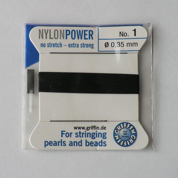 Griffin Nylon Power, zwart, 0.35 mm x 2 m, met naald