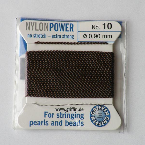 Griffin Nylon Power, bruin, 0.90 mm x 2 m, met naald