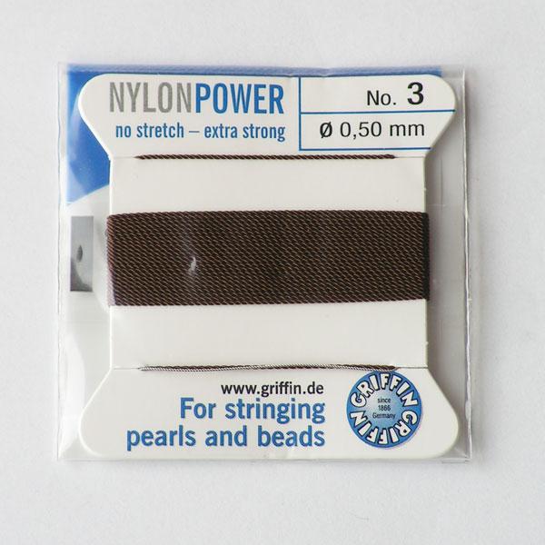 Griffin Nylon Power, bruin, 0.50 mm x 2 m, met naald