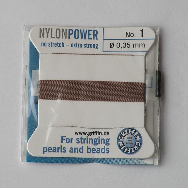 Griffin Nylon Power, beige, 0.35 mm x 2 m, met naald