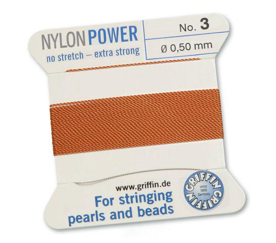Griffin Nylon Power, lichtblauw, 0.50 mm x 2 m, met naald