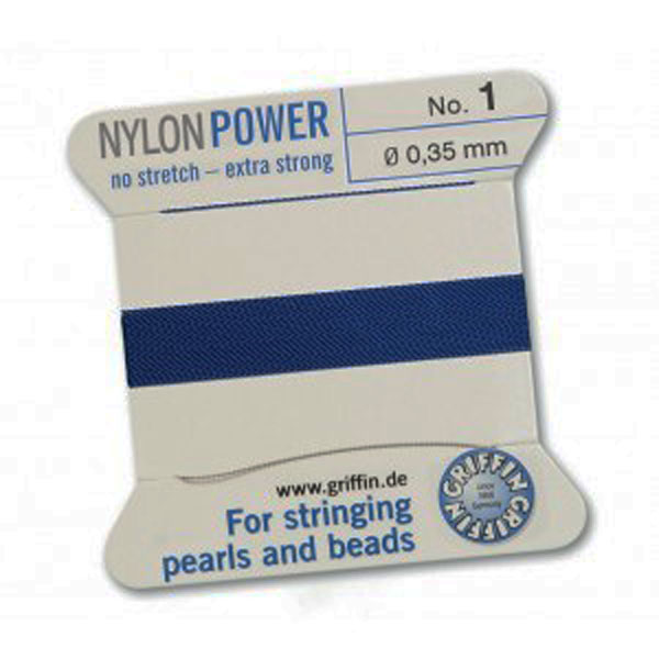 Griffin Nylon Power, donkerblauw, 0.35 mm x 2 m, met naald