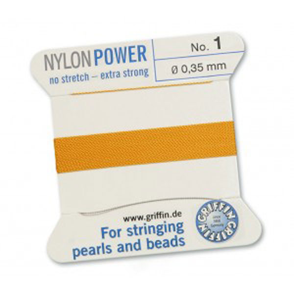 Griffin Nylon Power, donkergeel, 0.35 mm x 2 m, met naald