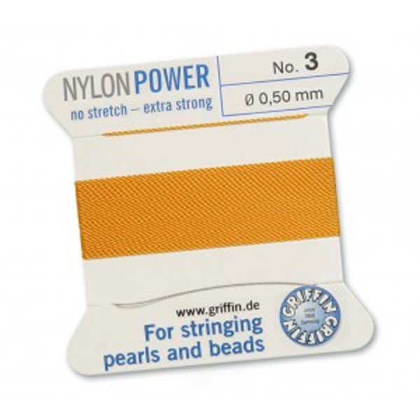 Griffin Nylon Power, donkergeel, 0.50 mm x 2 m, met naald