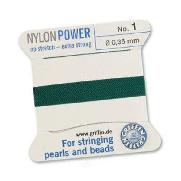 Griffin Nylon Power, groen, 0.35 mm x 2 m, met naald