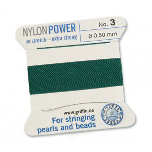 Griffin Nylon Power, groen, 0.50 mm x 2 m, met naald