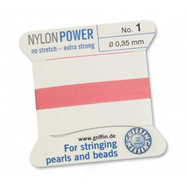Griffin Nylon Power, donker roze, 0.35 mm x 2 m, met naald