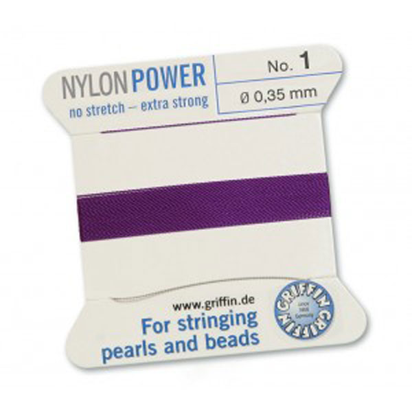 Griffin Nylon Power, amethist, 0.35 mm x 2 m, met naald